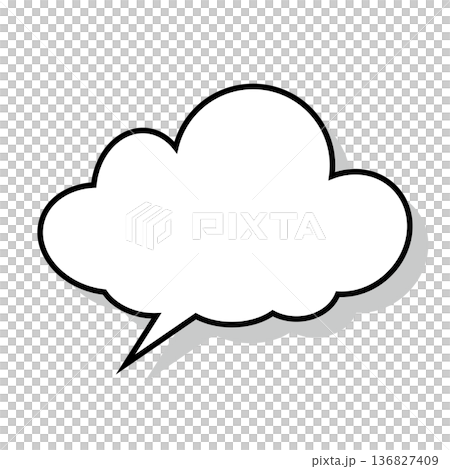 簡單的蓬鬆雲朵狀對話框(白色背景) 簡單的蓬鬆雲朵狀對話框(白色背景) 136827409