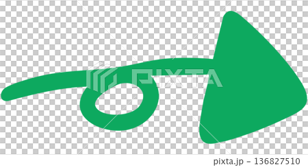 Illustration of a single filled hand-drawn arrow 12 (green) 136827510