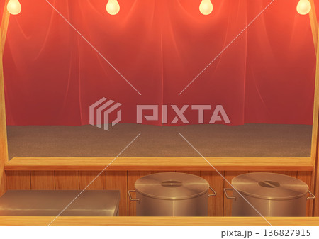 移動式屋台(屋内）　背景イラスト01 136827915