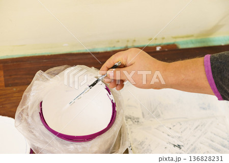 White paint with essentials equipment 136828231