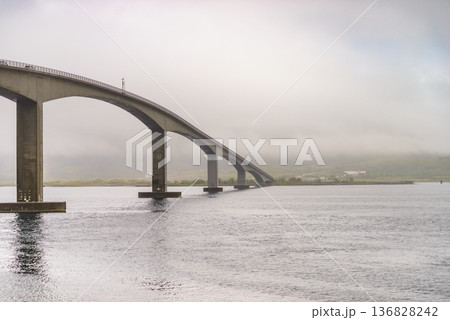 Bridge over fjord, Lofoten islands Norway Bridge over fjord, Lofoten islands Norway 136828242