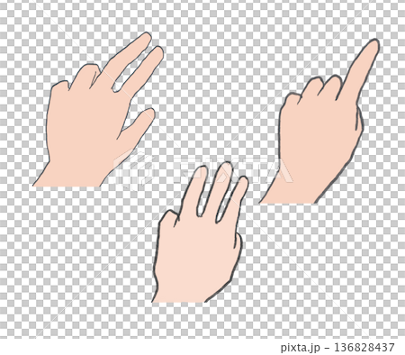 三隻手在智慧型手機或平板電腦上點擊。 136828437