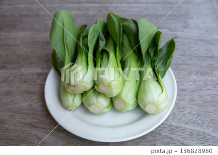 Asian Food, Bok Choy, Brassica rapa, Cabbage, Color Image 136828980