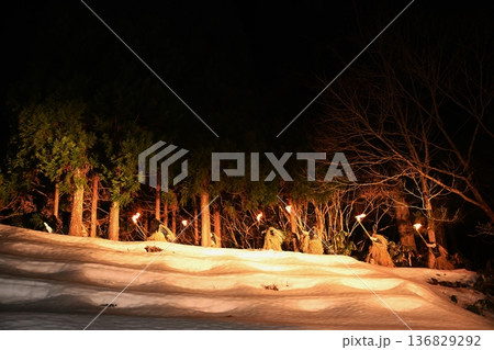 なまはげ柴灯まつりのなまはげ下山　秋田 136829292