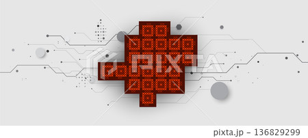 Ukrainian moderm circuit technology background for science and business theme 136829299