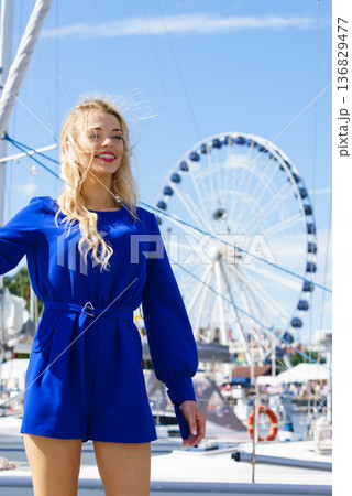 Fashion model and ferris wheel Fashion model and ferris wheel 136829477
