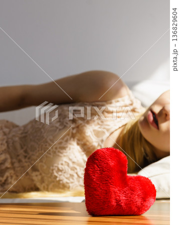 Sad woman on Valentines day 136829604