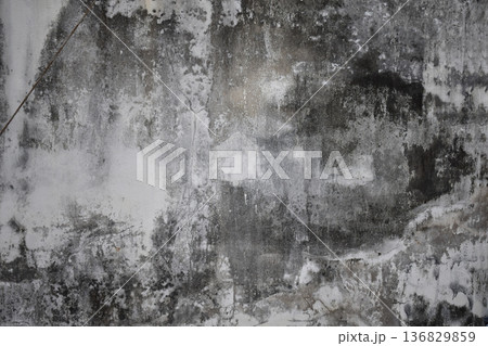 Texture of old white gray black concrete vintage wall, old wall dirty for background a pattern similar to a painting. 136829859