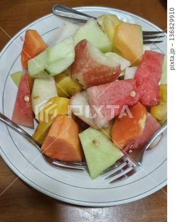 This is traditional food from Indonesia named Rujak Buah 136829910