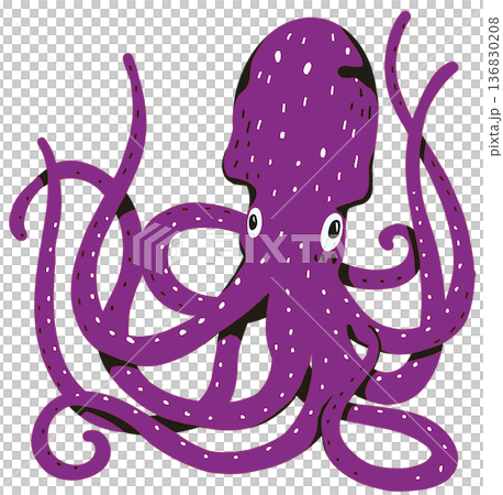 Purple cartoon octopus pop art style illustration art 136830208
