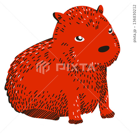 capybara cartoon illustration cute animal art 136830212