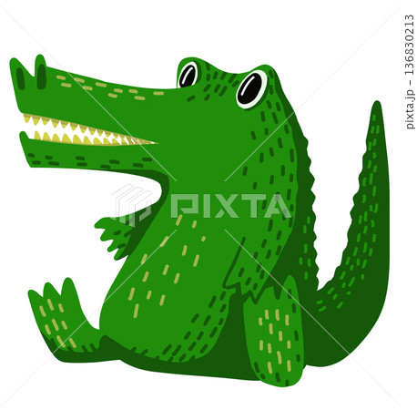 Crocodile cartoon character illustration hand drawing painting Crocodile cartoon character illustration hand drawing painting 136830213