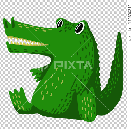 Crocodile cartoon character illustration hand drawing painting Crocodile cartoon character illustration hand drawing painting 136830213