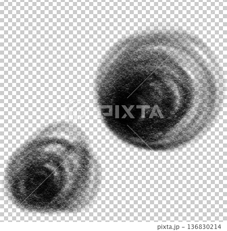 black ink charcoal drawing swirl circle illustration element 136830214