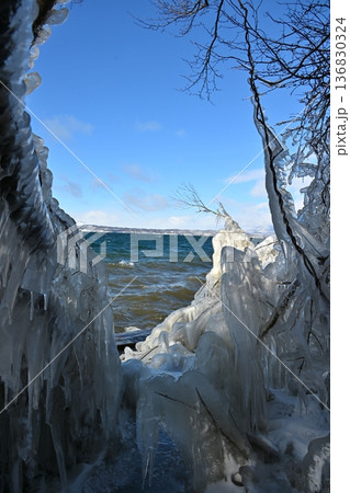 猪苗代湖のしぶき氷 福島 猪苗代湖のしぶき氷 福島 136830324
