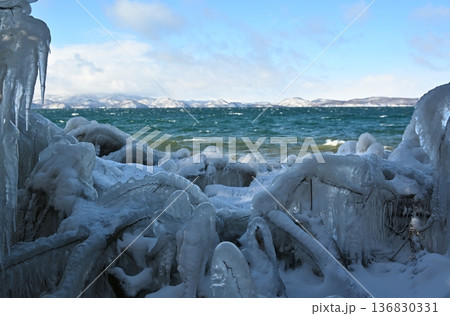 猪苗代湖のしぶき氷 福島 猪苗代湖のしぶき氷 福島 136830331