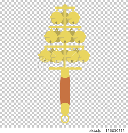 用於神樂舞和神社巫女舞的傳統神樂鈴插圖 136830513