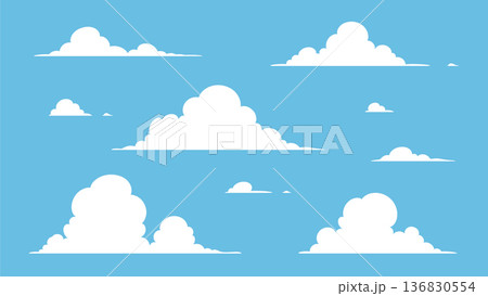 下が平らな雲のイラスト素材セット 下が平らな雲のイラスト素材セット 136830554