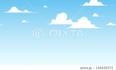 シンプルな雲が浮かぶ空の背景イラスト_シームレス_16:9 136830572