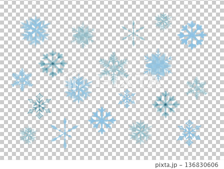 Watercolor illustration of snowflakes of various shapes. Watercolor illustration of snowflakes of various shapes. 136830606