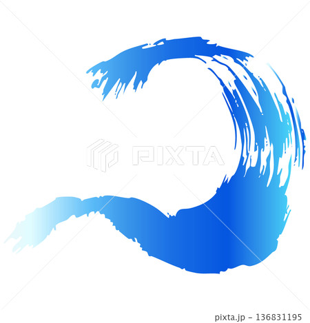 和風の筆タッチで描いた青い波のベクター背景イラスト素材 和風の筆タッチで描いた青い波のベクター背景イラスト素材 136831195