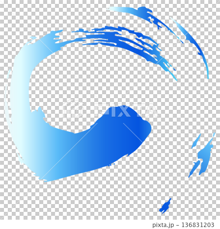 和風の筆タッチで描いた青い波のベクター背景イラスト素材 136831203