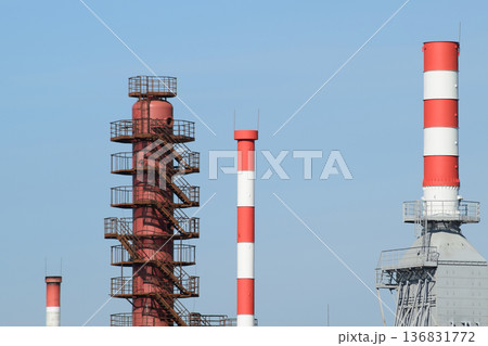 Pipes refinery furnaces and distillation column 136831772