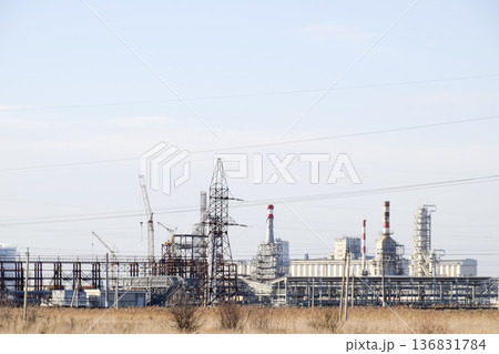 Distillation columns, pipes and other equipment furnaces refinery. Distillation columns, pipes and other equipment furnaces refinery. 136831784