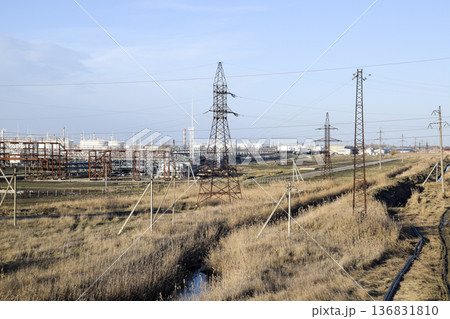 Distillation columns, pipes and other equipment furnaces refinery. Distillation columns, pipes and other equipment furnaces refinery. 136831810