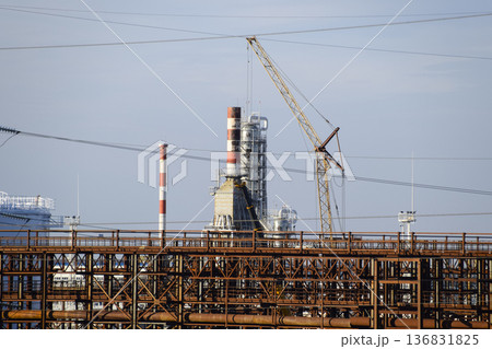 Distillation columns, pipes and other equipment furnaces refinery. Distillation columns, pipes and other equipment furnaces refinery. 136831825