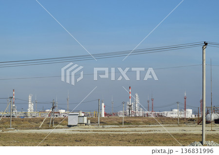 Distillation columns, pipes and other equipment furnaces refinery. Distillation columns, pipes and other equipment furnaces refinery. 136831996