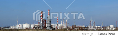 Distillation columns, pipes and other equipment furnaces refinery. 136831998
