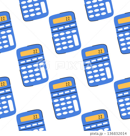 A cute seamless pattern with blue calculators. Back to school print. 136832014