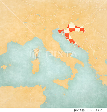 Map of Italian Peninsula - Croatia 136833348
