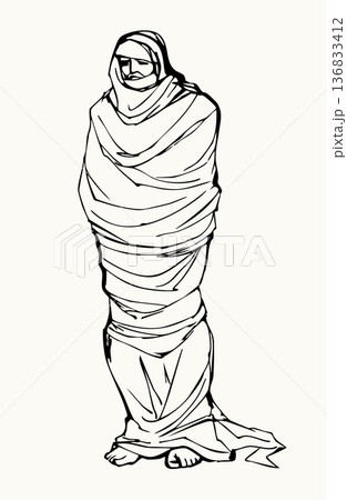 Vector drawing. A resurrected man in shrouds 136833412