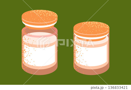 Glass Jar Pair Illustration 136833421
