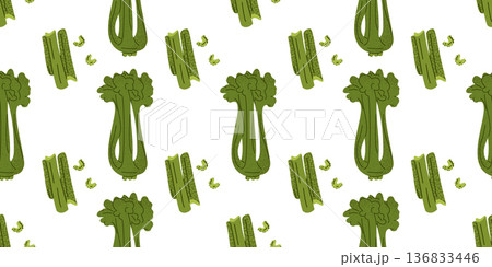 Celery Broccoli Seamless Pattern Design Celery Broccoli Seamless Pattern Design 136833446