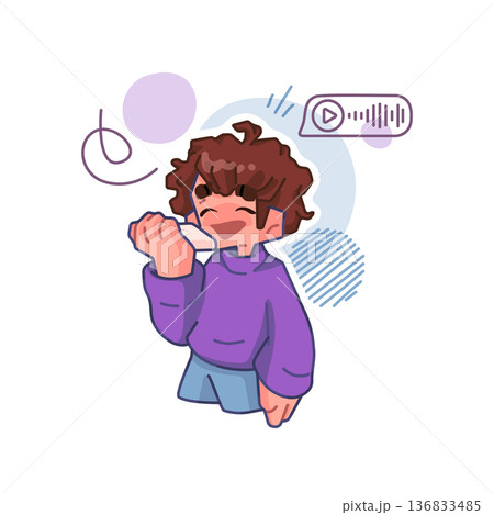 Girl Recording Voice Message 136833485