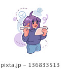 Girl Drawing On Tablet 136833513