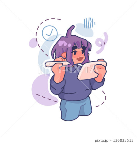 Girl Drawing On Tablet Girl Drawing On Tablet 136833513