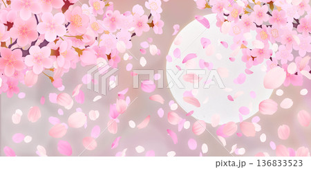 花びら舞い散る桜の背景素材 花びら舞い散る桜の背景素材 136833523