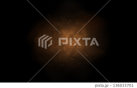 Realistic vector background of sandy smoke clouds and fine dust particles swirling in a desert storm. Realistic vector background of sandy smoke clouds and fine dust particles swirling in a desert storm. 136833701