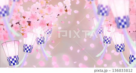 花びら舞い散る桜の背景素材 花びら舞い散る桜の背景素材 136833812