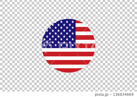 American Flag Circle Icon With Stars And Stripes Patriotic USA Emblem Badge 136834669