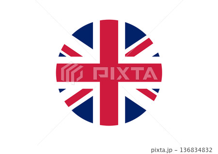 Round Union Jack Flag Icon Representing British Identity, Patriotism and United Kingdom Symbol Round Union Jack Flag Icon Representing British Identity, Patriotism and United Kingdom Symbol 136834832