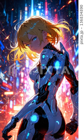 青い世界のサイボーグ美少女 青い世界のサイボーグ美少女 136834890