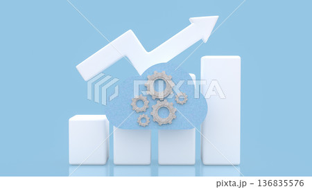 Cloud Computing Growth Concept with Upward Arrow Chart 3d render. 136835576