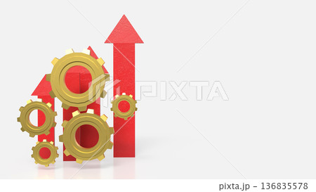 Business Growth Concept with Gears and Rising Arrows 3d render. Business Growth Concept with Gears and Rising Arrows 3d render. 136835578