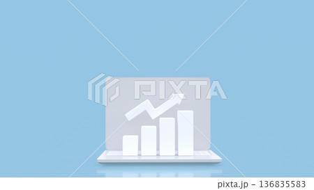 Online Business Growth Analytics on Laptop Screen 3d render. Online Business Growth Analytics on Laptop Screen 3d render. 136835583