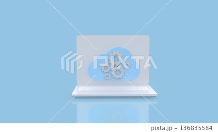 Cloud Computing Technology Concept on Laptop Screen 3d render. 136835584